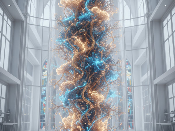 Abstract visualization of glowing, colorful neural networks